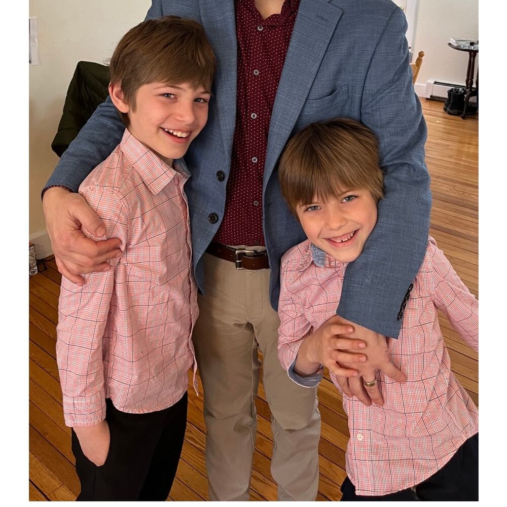 WONDER NATION Spring Plaid Long Sleeve Easter Dress Shirts in Coral  SIZES 5, 7